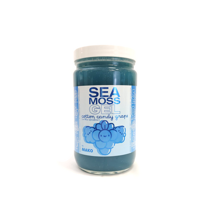 Our Dr. Sebi-Inspired Cotton Candy Grape & Blue Spirulina Sea Moss Gel Jar, Made With Premium Irish Moss (Eucheuma Cottonii). It Is Wildcrafted St. Lucian, Keto, Sugar-Free, Vegan, Organic, Halal, Kosher, Non-GMO, Gluten-Free, and Low Calorie!